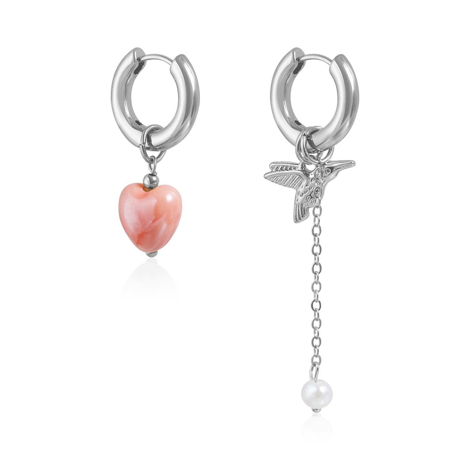 Wholesale Bird retro earrings asymmetrical heart-shaped earrings